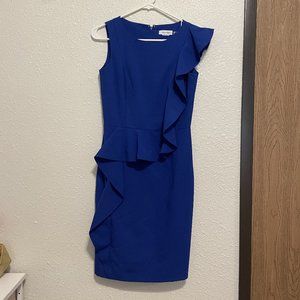 LIKE NEW Calvin Klein Blue Formal Ruffle Dress